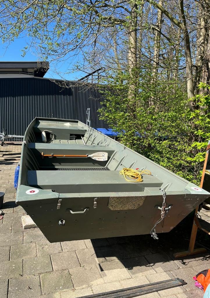 Platbodem visboot Marine Jon 16 Green incl motor en trailer, Ophalen, Tot 10 pk, Binnenboordmotor, 6 meter of meer