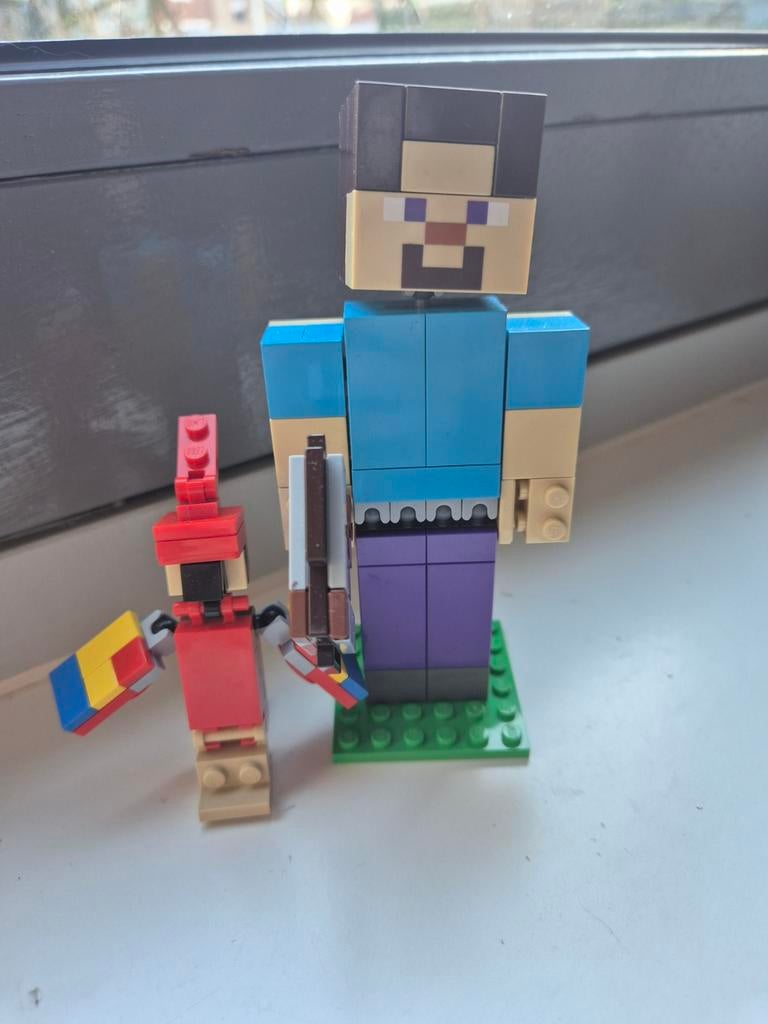 Lego Minecraft BigFig Steve met Papegaai 21148 (Zonder doos), Ophalen of Verzenden, Gebruikt, Complete set, Lego