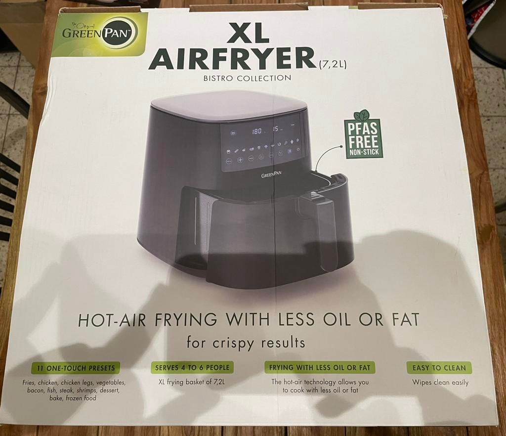 Nieuw! Greenpan XL airfryer 7,2L bistro collection zwart, Witgoed en Apparatuur, Airfryers, Ophalen of Verzenden, Nieuw, Airfryer XL