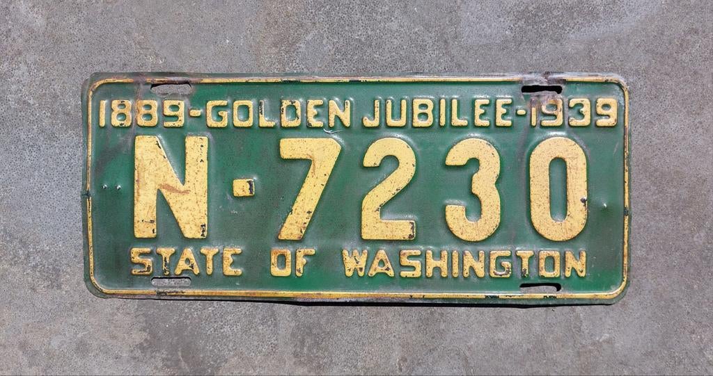 Kentekenplaat 1939 Washington USA Nummerplaat Nummerbord, Ophalen of Verzenden, Gebruikt, Auto's