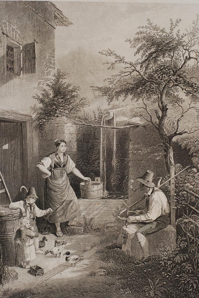 Tiroler boeren, de rust van de maaier (1849), Ophalen of Verzenden, Voor 1940, Gebruikt, Overige onderwerpen