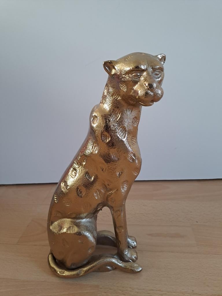 Goudkleurig luipaard beeld, Ophalen of Verzenden, Zo goed als nieuw, Dier