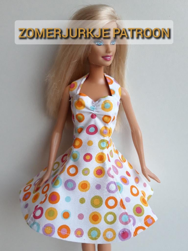 Naaipatroon barbiekleertjes - zomerjurkje + stofjes, Ophalen, Nieuw, Barbie