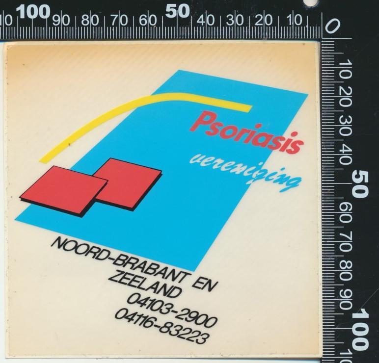 Sticker: Psoriasis Vereniging - Noord Brabant en Zeeland (2), Ophalen of Verzenden, Zo goed als nieuw, Bedrijf of Vereniging