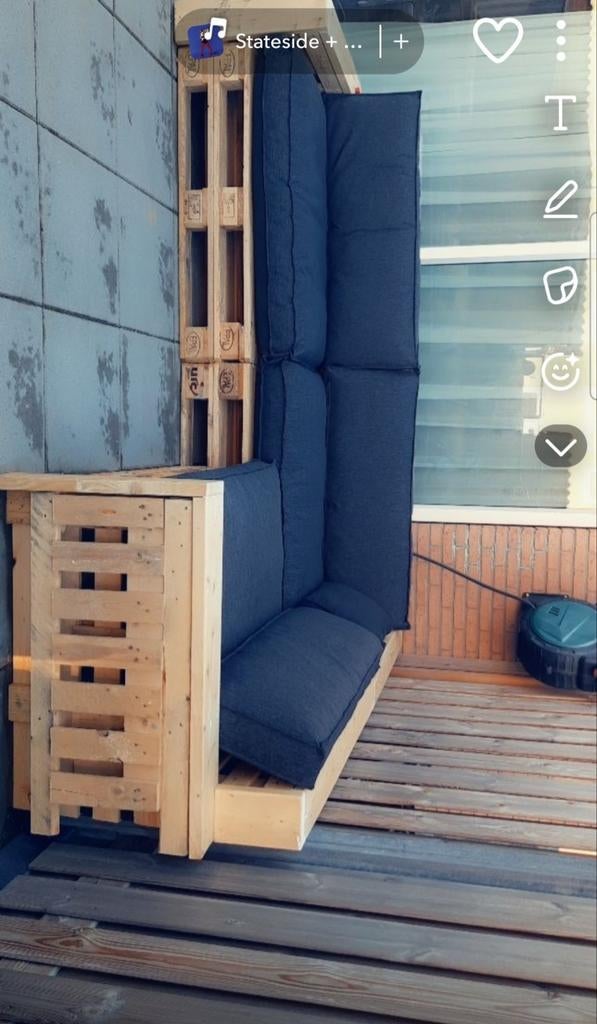 Palletkussens van Gamma, Tuin en Terras, Tuinsets en Loungesets, Ophalen of Verzenden, Gebruikt, Hout, 2 zitplaatsen