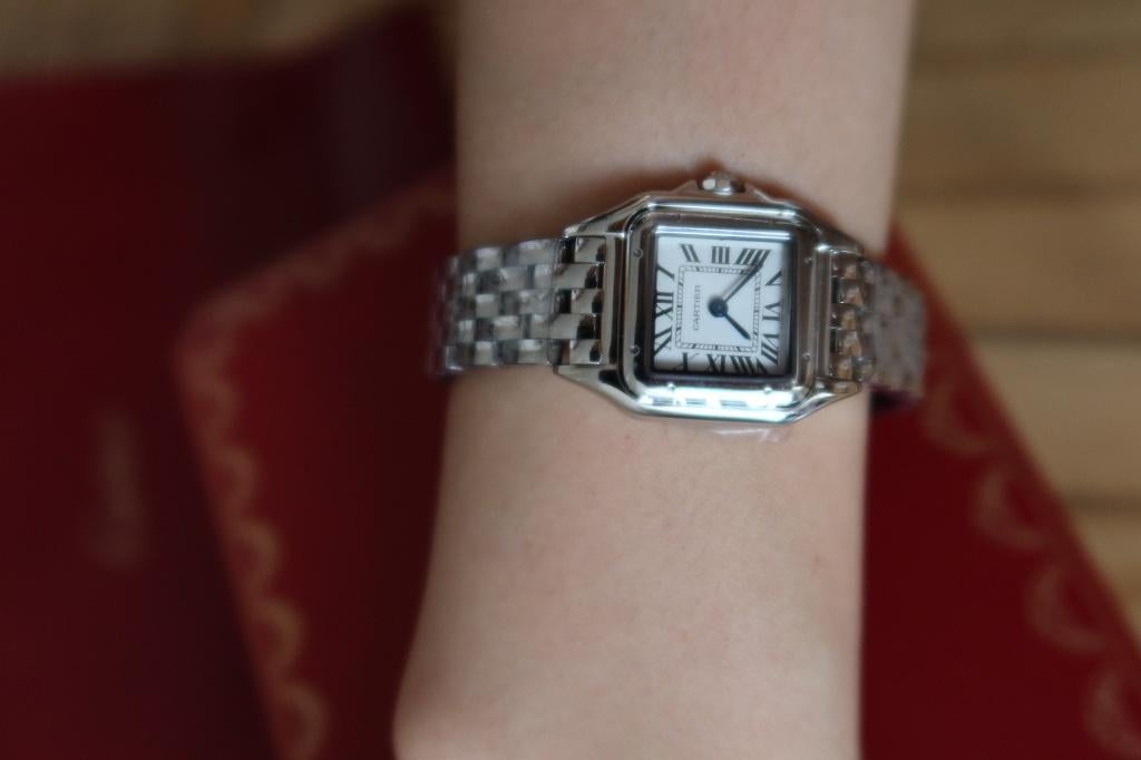 horloges panthere cartier small, Sieraden, Tassen en Uiterlijk, Horloges | Dames, Overige merken, Staal, Zakhorloge, Staal
