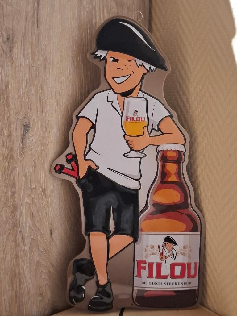 Metalen bierplaat Filou, Verzamelen, Biermerken, Ophalen of Verzenden, Nieuw, Reclamebord, Plaat of Schild, Overige merken