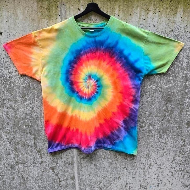 Regenboog spiral tie dye zomer t-shirt unisex maat 5XL, Overige kleuren, Nieuw, Spiral Creaties, Shirt of Top