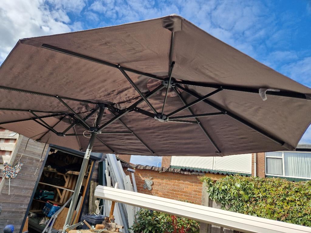 balkon parasol antraciet, Tuin en Terras, Parasols, Ophalen, Gebruikt, Kantelbaar, 2 tot 3 meter