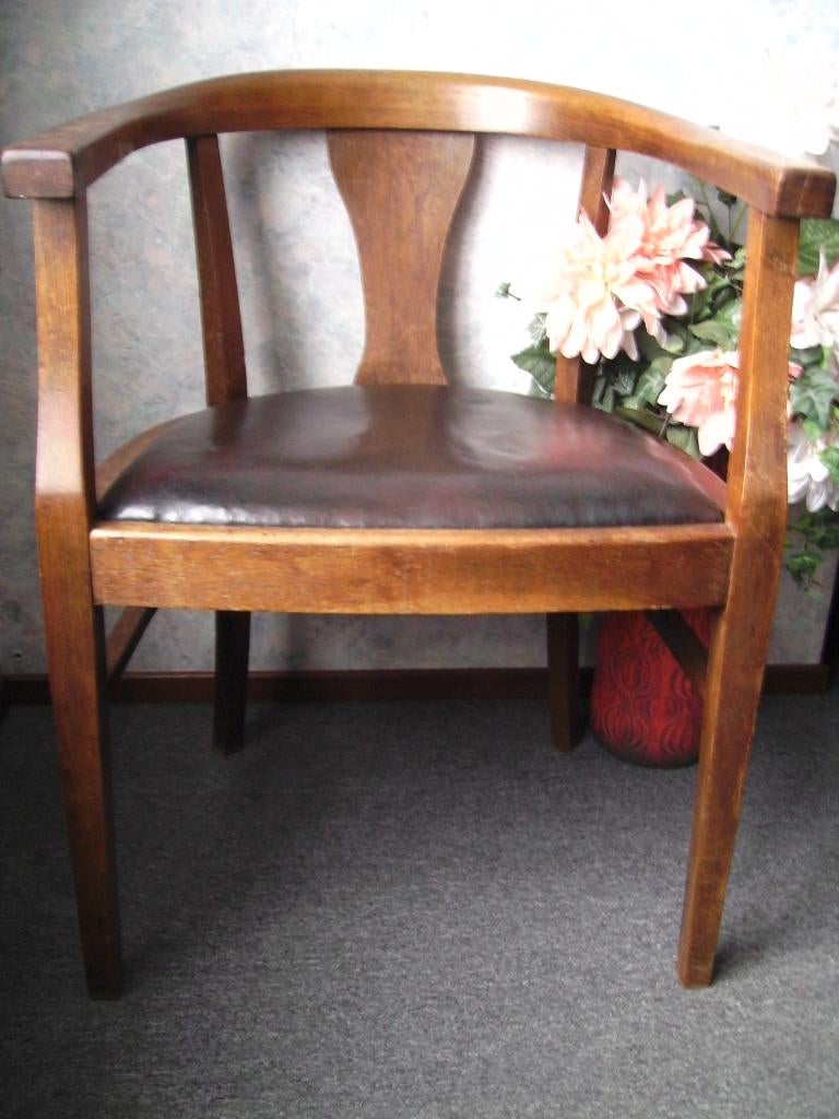 Eikenhouten stoel - 90 jaar oud, Ophalen, Gebruikt, Bruin, Eén