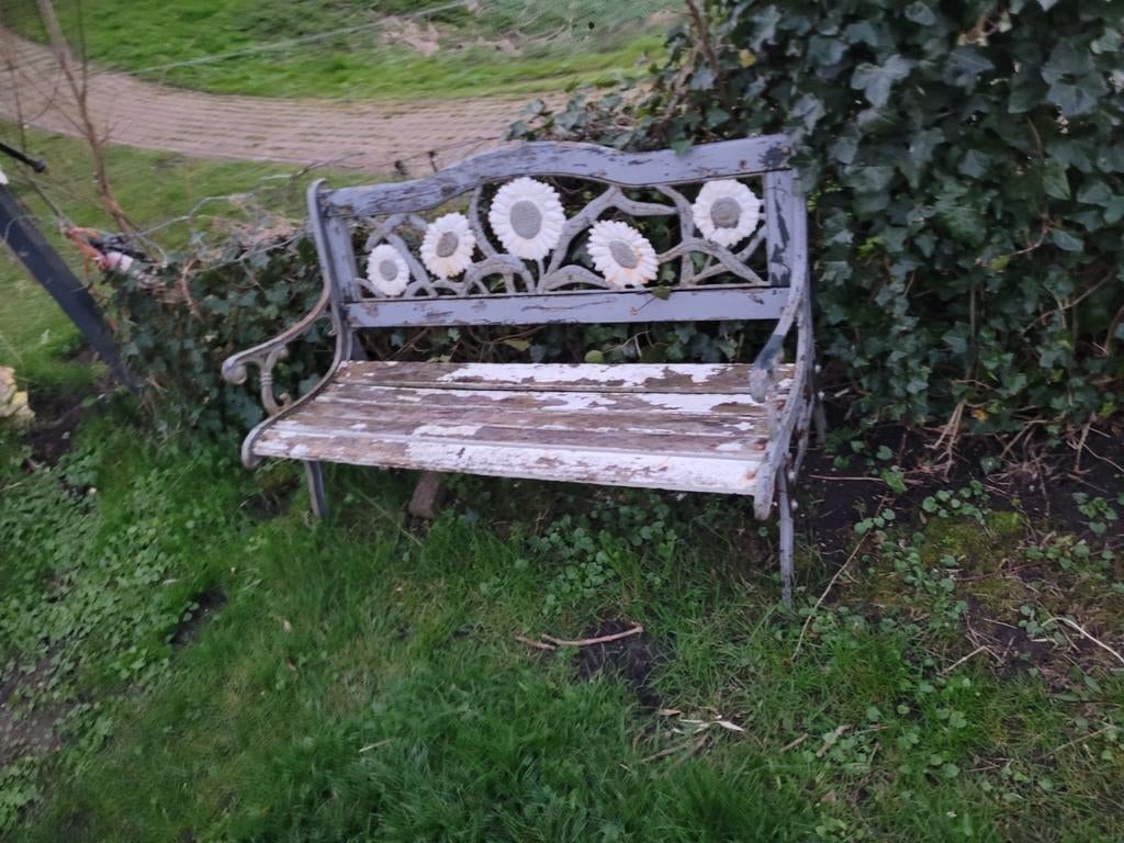 Tuinbankje, Tuin en Terras, Tuinbanken, Ophalen of Verzenden, Gebruikt, Metaal