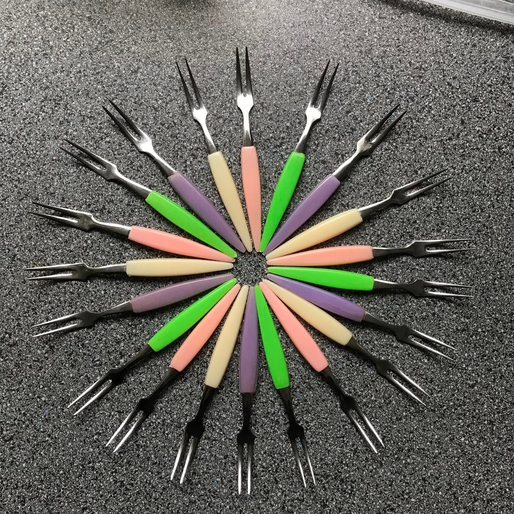 Little Fork pastel Tapas/Cocktailvorkjes, fruitvorkjes, Ophalen of Verzenden