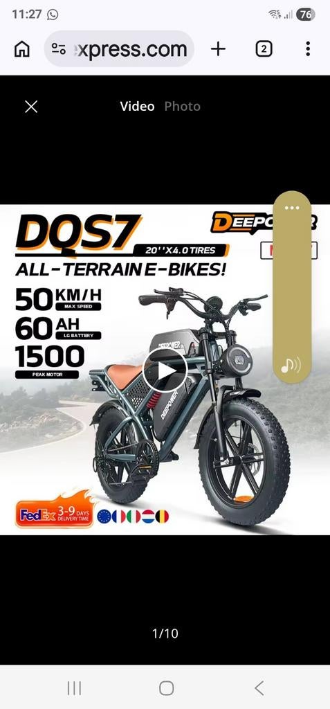 DQS7 All-Terrain E-Bike - 50 km/u, 60Ah LG Batterij, Fietsen en Brommers, Elektrische fietsen, Ophalen of Verzenden