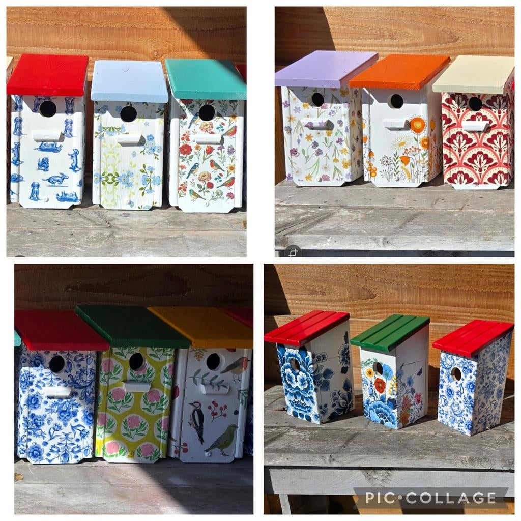 Vrolijke vogelhuisjes, handgedecoreerd! Weersbestendig!, Ophalen of Verzenden, Nieuw