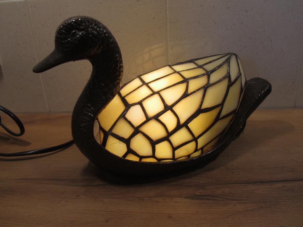 Tiffany eend tafellamp, Gebruikt, Ophalen of Verzenden, Minder dan 50 cm, Tiffany