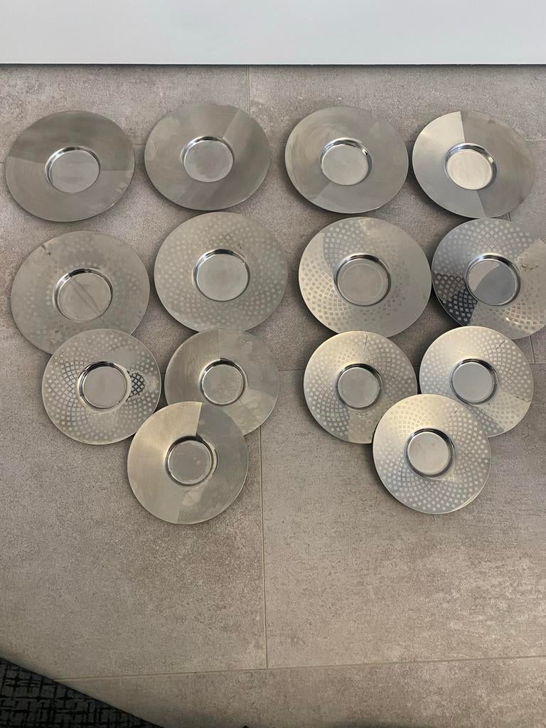 Nespresso schotels - 12 stuks - RVS, Overige materialen, Gebruikt, Ophalen of Verzenden, Overige stijlen