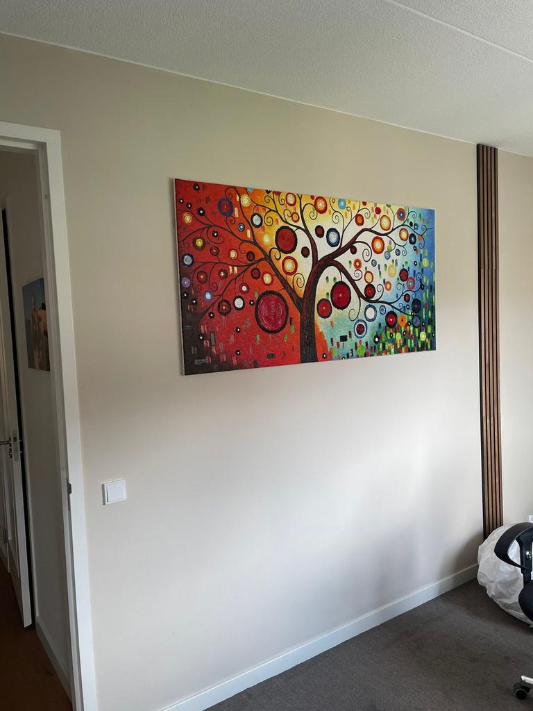 Levensboom Olieverf Schilderij - Klimt Variatie, Antiek en Kunst, Ophalen