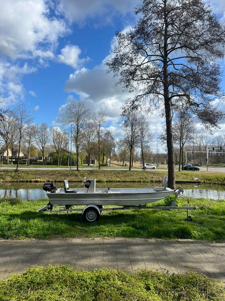 platbodem aluminium roofvisboot consoleboot, 10 tot 30 pk, Aluminium, Ophalen of Verzenden, Zo goed als nieuw