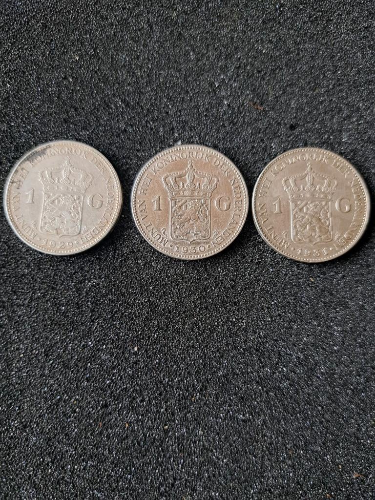 3x Zilveren 1 Gulden munten Koningin Wilhelmina, 1 gulden, Zilver, Ophalen of Verzenden, Koningin Wilhelmina
