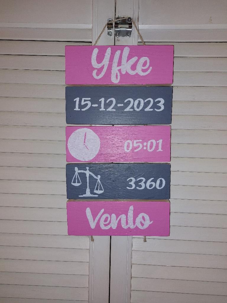 Uniek geboortebord op maat, Info@rwhoutidee.nl, Nieuw, Ophalen of Verzenden, Wervershoof