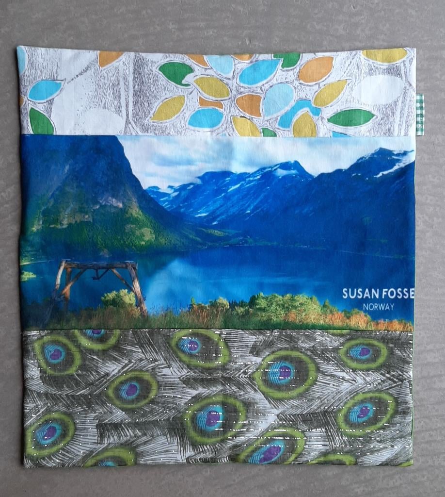 Kussenhoes 49x47cm groen blauw 49x47cm, Huis en Inrichting, Woonaccessoires | Kussens, Ophalen of Verzenden, Zo goed als nieuw