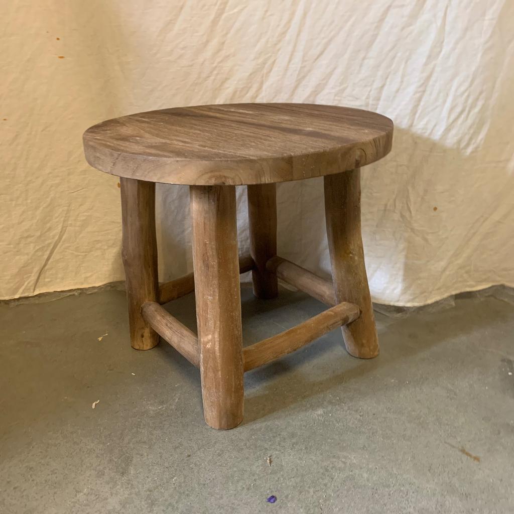 Krukje – Robuust teak - 40 cm - TTM Wonen, Huis en Inrichting, Krukjes, TTM Wonen, Meubels – (Perzische) Tapijten en Woonaccessoires