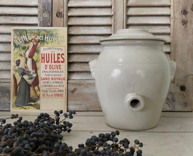 Digoin Sarreguemines grès pot vinaigre olijfolie pot grijs, Antiek en Kunst, Ophalen of Verzenden