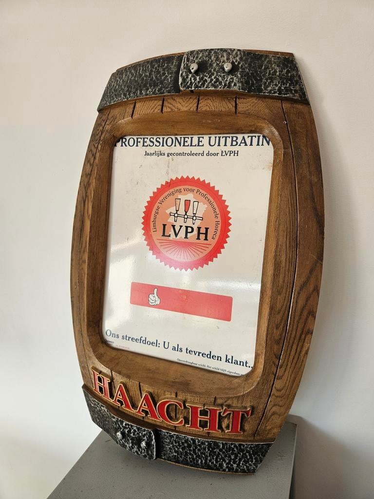 Haacht biervat reclamebord, Ophalen of Verzenden