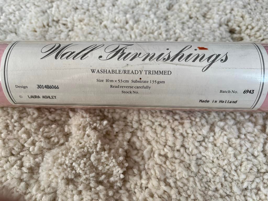 Vintage Laura Ashley behang, Huis en Inrichting, Verzenden, Minder dan 10 m², Roze