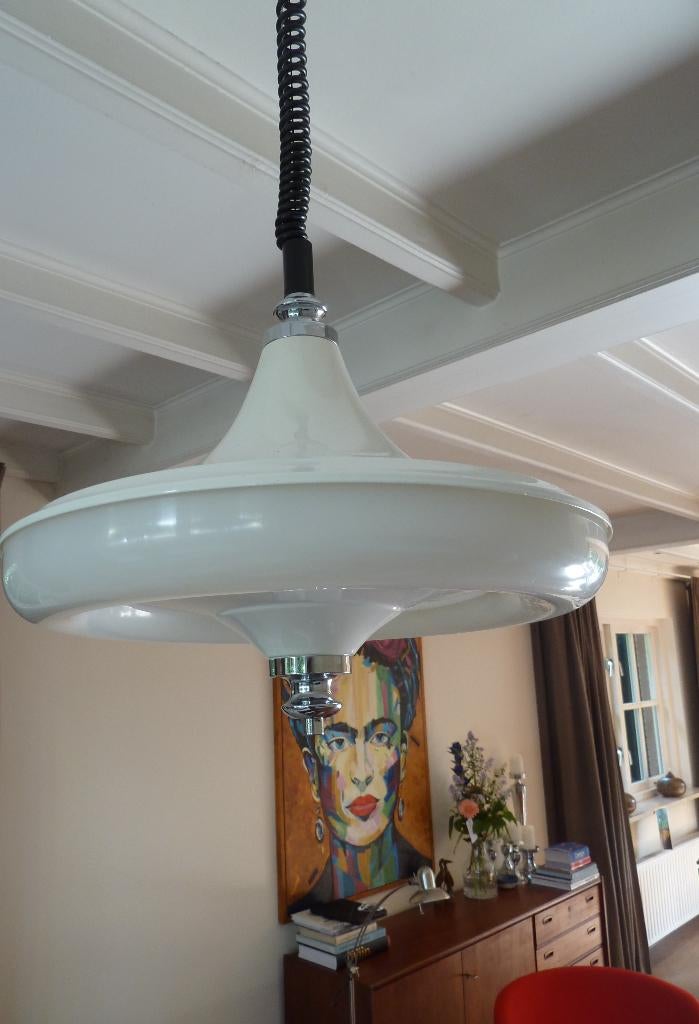 Massive Space age UFO pendel- hanglamp heksenhoed, Huis en Inrichting, Lampen | Hanglampen, Kunststof, 50 tot 75 cm, Retro, vintage, space-age, mid-century