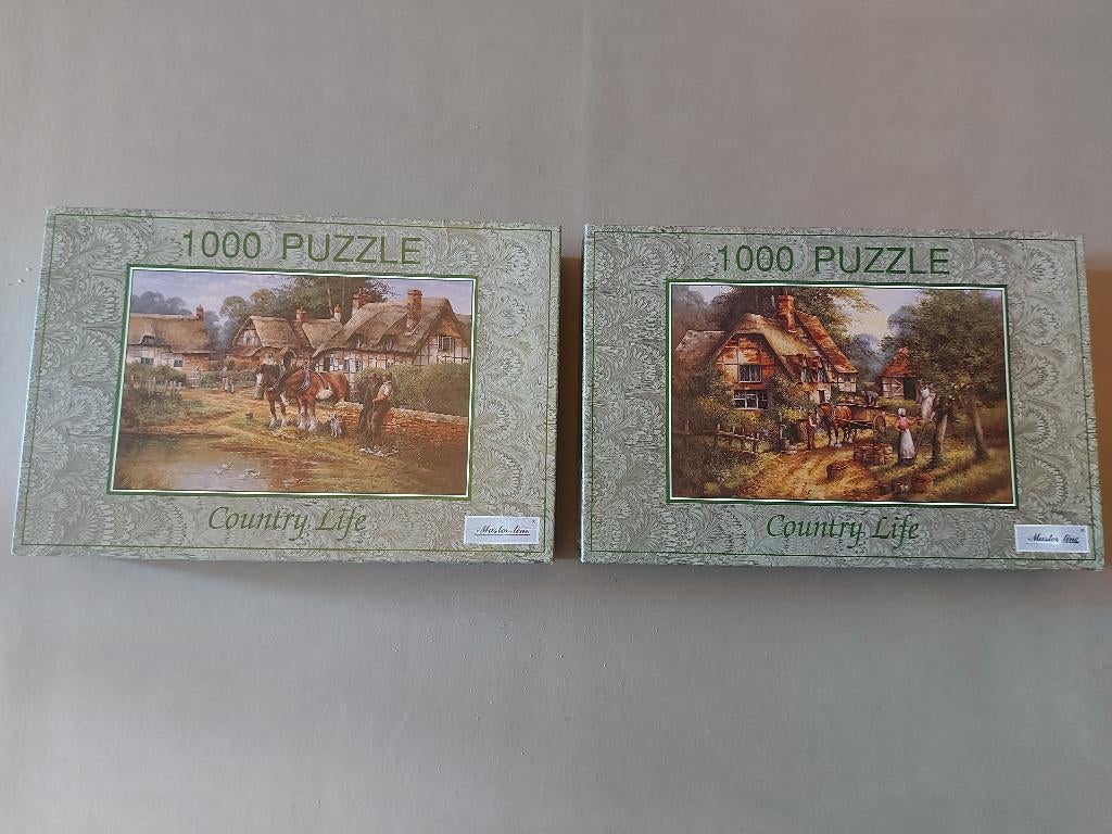 Set 2 legpuzzels Country Life 1000 stukjes per puzzel, Ophalen, 500 t/m 1500 stukjes, Zo goed als nieuw, Legpuzzel