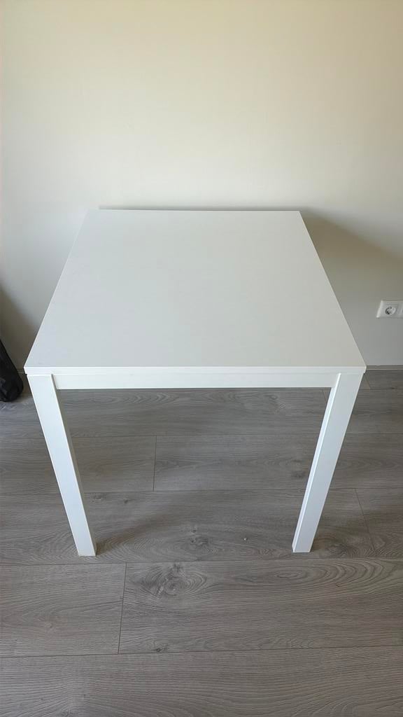 Uitschuifbare witte tafel IKEA Vangsta 70x80-120cm, Huis en Inrichting, Tafels | Eettafels, Ophalen, Gebruikt, 100 tot 150 cm