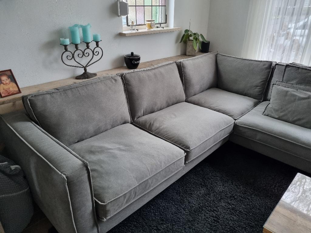 Hoekbank met lounge van Goossens, Huis en Inrichting, Banken | Bankstellen, Ophalen, 250 tot 300 cm, Lounge met ligelement, Hoekbank