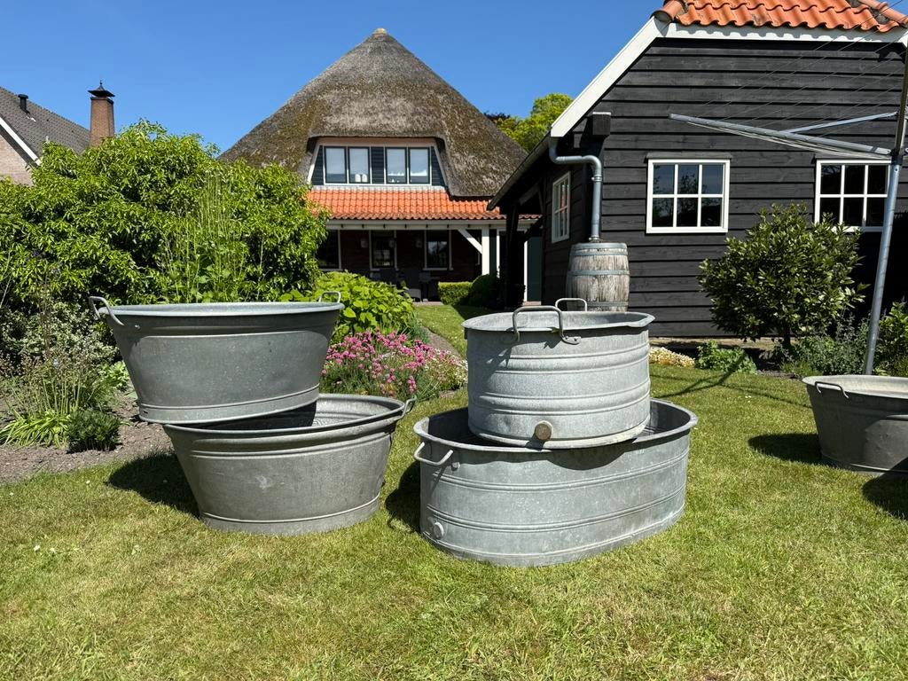Zinken teil | Ovale teil | Kleine badkuip zink | Plantenbak, Tuin en Terras, Bloembakken en Plantenbakken, Zo goed als nieuw, Metaal