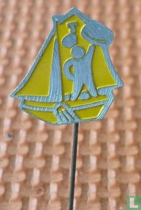 Speldje - T (Turkstra) [geel], Verzamelen, Ophalen of Verzenden, Zo goed als nieuw, Merk, Speldje of Pin