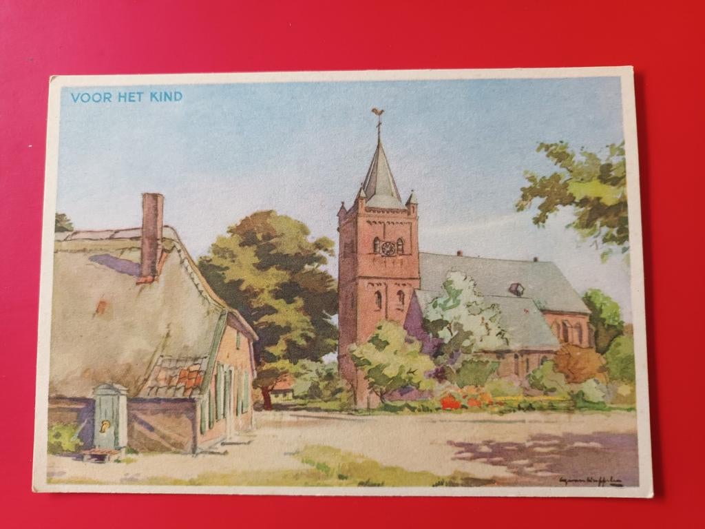 Zeer oude kinderpostzegel ansichtkaart, Ophalen of Verzenden, 1940 tot 1960, Ongelopen, Gebouw