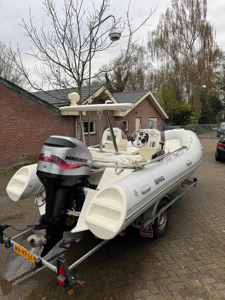 “BRIG 500TC EAGLE” 90PK, compleet met PEGA trailer, Watersport en Boten, Rubberboten, Overige merken, 70 tot 120 pk, Ophalen of Verzenden