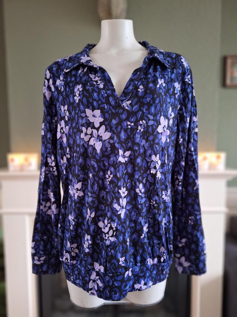 Enjoy paars lila zwarte blauwe top XL valt ruim, Kleding | Dames, Tops, Verzenden, Paars, Maat 46/48 (XL) of groter, Enjoy