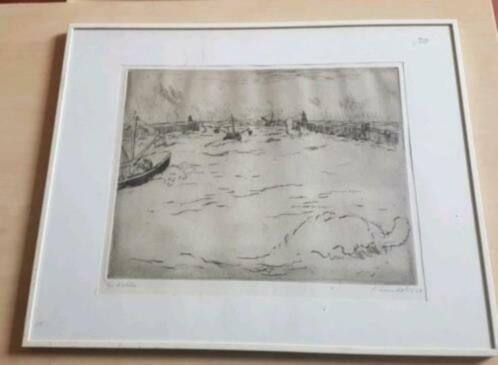 ets "garnalenvloot vaart uit" Karl Landolt 1968, Antiek en Kunst, Kunst | Etsen en Gravures, Ophalen