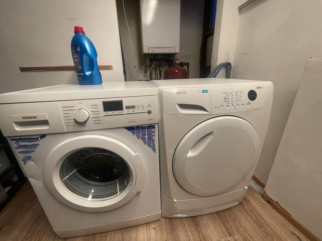 Siemens wasmachine en Zanussi condensdroger, Ophalen, Gebruikt, Voorlader, Kort programma