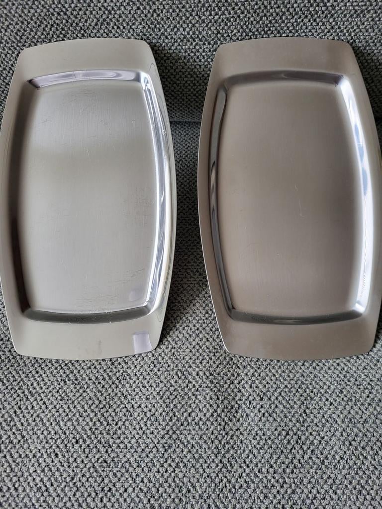 Set van 2  RVS  vleeswaren schaaltjes, Ophalen of Verzenden