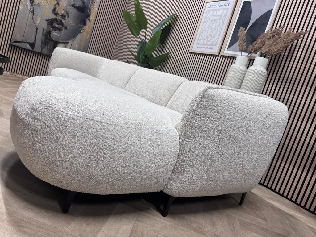 ZGAN Organische Bouclé Japandi Hoekbank - Créme - 280 x 150, 250 tot 300 cm, -, Luxe Trendy Hoekbank Japandi Organisch Créme, -