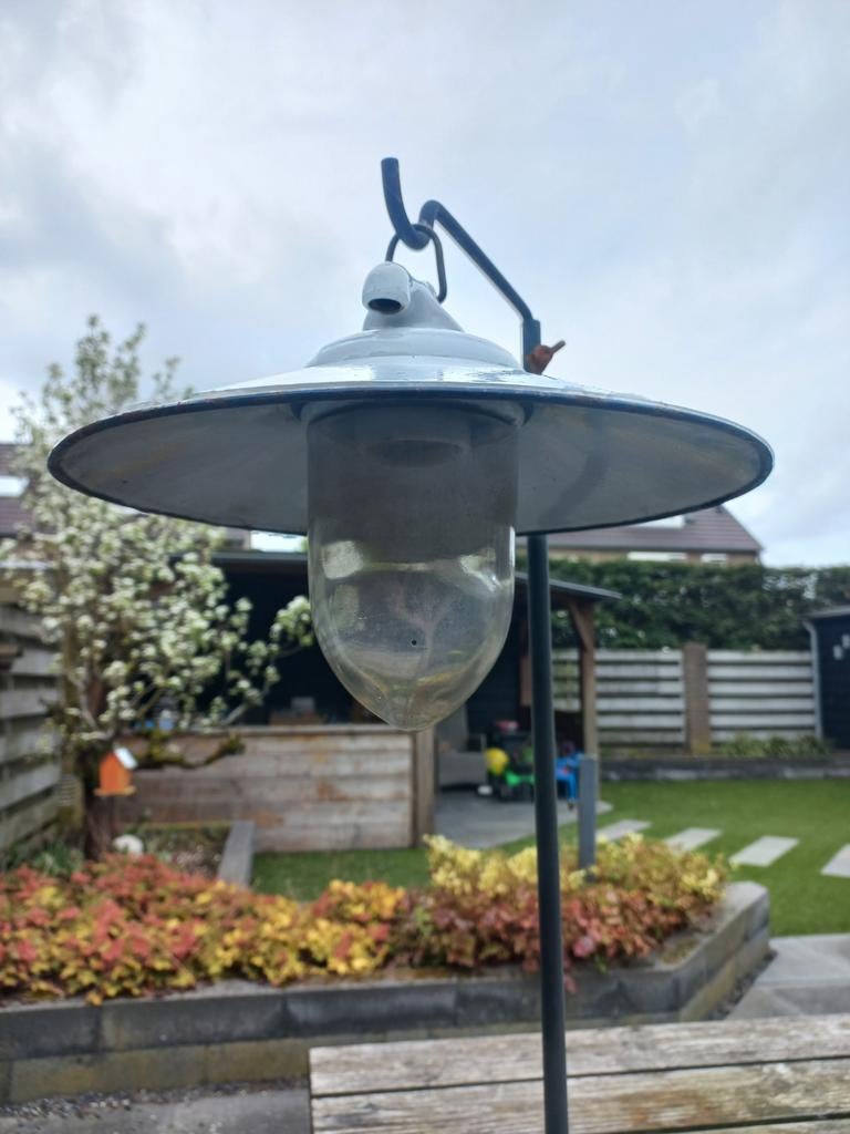 Vintage emaillen buitenlamp - Industrieel/Boerderijstijl, Ophalen of Verzenden