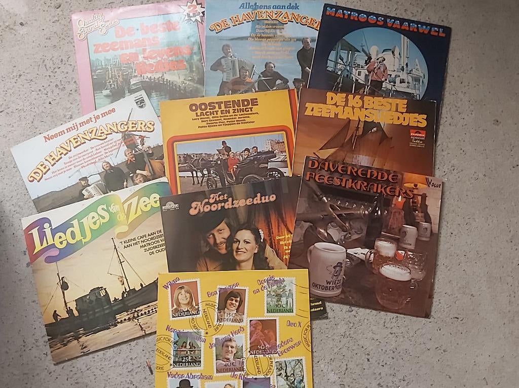 LP set van 10 stuks Zeemans liederen, Ophalen of Verzenden, Gebruikt, Overige formaten, Levenslied of Smartlap