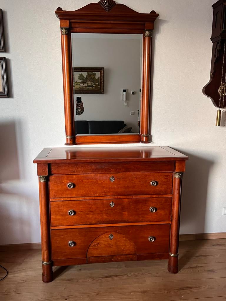 Dressoir met spiegel, Ophalen, Gebruikt, 100 tot 150 cm, Met lade(s)