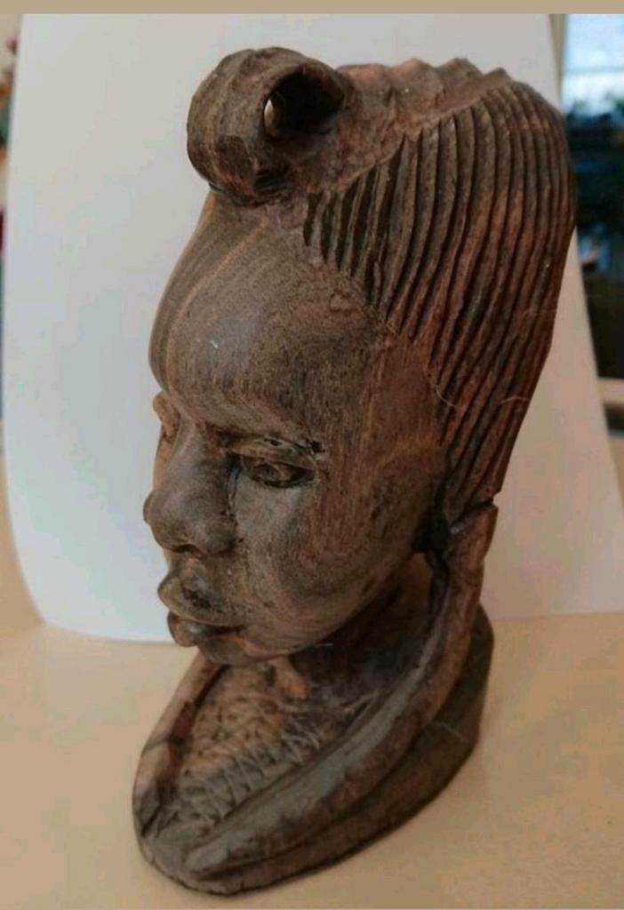 Afrikaanse beeldhouwkunst vrouwenhoofd, Ophalen of Verzenden