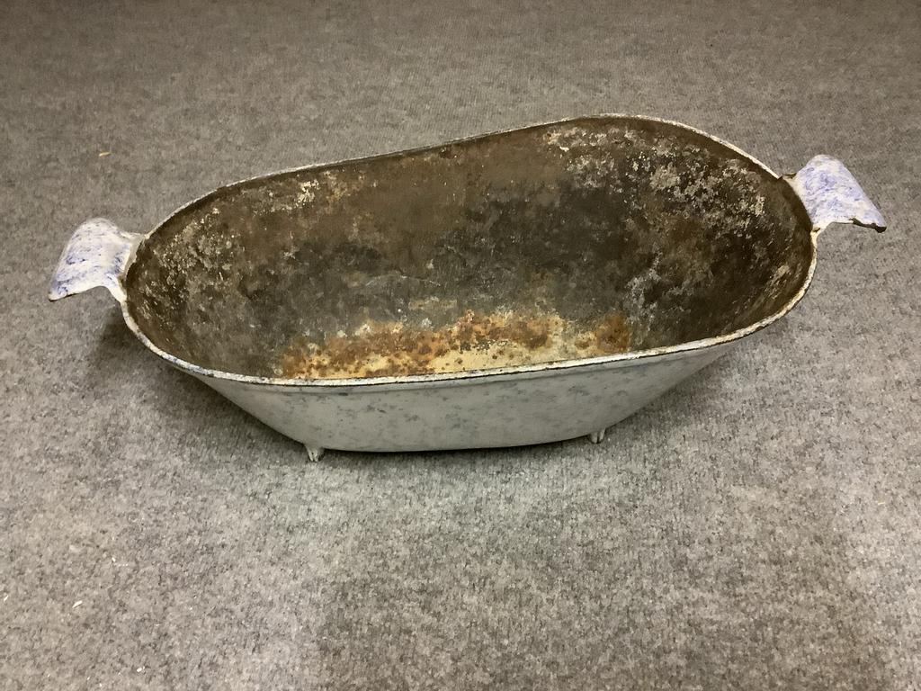 Antieke kolenkit / kolenbak met gebruiksporen, Antiek en Kunst, Antiek | Emaille, Ophalen