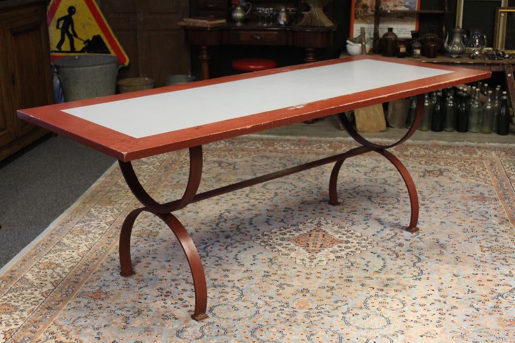 Brocante - Robuuste stalen tafel / tuintafel!, Tuin en Terras, Tuintafels, Gebruikt, Rechthoekig, Overige materialen, Ophalen