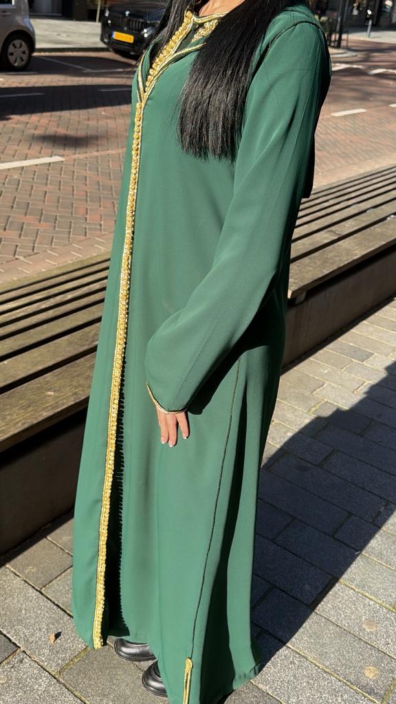 Groen Goude Djelleba, Kleding | Dames, Jurken, Maat 38/40 (M), Ophalen of Verzenden, Zo goed als nieuw, Onder de knie