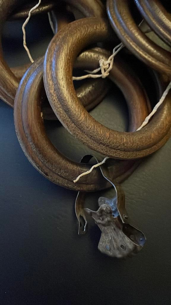 Houten gordijn rongen met franse knijpertjes antiek, Antiek en Kunst, Ophalen of Verzenden